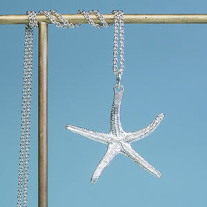 backside of recycled silver starfish necklace by hkm jewelry