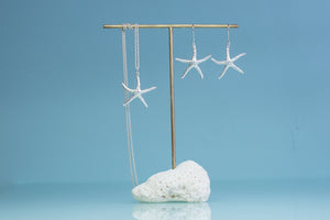 starfish necklace and matching earrings by hkm jewelry in recycled sterling silver