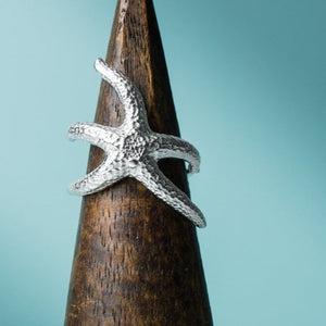 Silver Starfish Ring - Seastar Wrap Band
