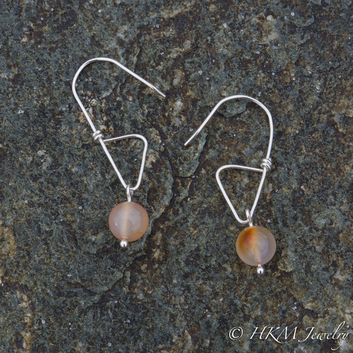 Sterling Silver Swivel Hook Earrings by Hali MacLaren of HKM Jewelry with Orange Carnelian Agate Beads