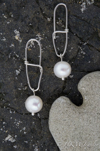 Sterling Silver Swivel Hook Earrings by Hali MacLaren of HKM Jewelry with White Pearl Beads