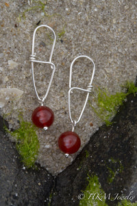 Sterling Silver Swivel Hook Earrings by Hali MacLaren of HKM Jewelry with Red Carnelian Agate Beads