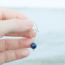 Load image into Gallery viewer, Sterling Silver Swivel Hook Earrings by Hali MacLaren of HKM Jewelry with Lapis Lazuli Beads

