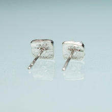 Load image into Gallery viewer, mini urchin square studs close up back view in sterling silver by hkm jewelry
