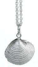Load image into Gallery viewer, silver cast venus clam shell necklaces in polished finish by hkm jewelry

