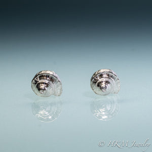 Front view of the Channeled Whelk Top Studs in sterling silver by Hali MacLaren of HKM Jewelry