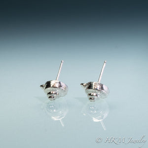 Side view of the Channeled Whelk Top Studs in sterling silver by Hali MacLaren of HKM Jewelry