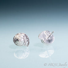 Load image into Gallery viewer, Front and Back view of the Channeled Whelk Top Studs in sterling silver by Hali MacLaren of HKM Jewelry
