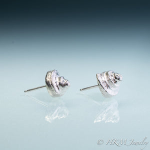 sideview of the Channeled Whelk Top Studs in sterling silver by Hali MacLaren of HKM Jewelry