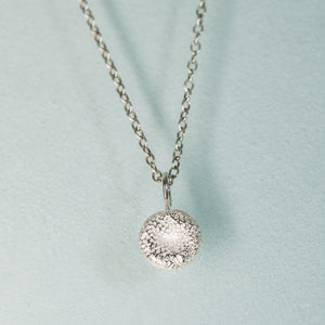 cast silver dandelion wishy seed pod necklace by hkm jewelry